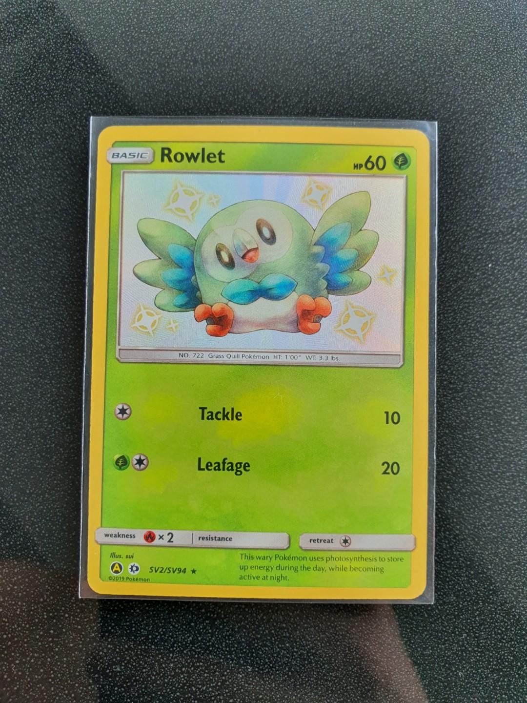 Pokemon Card Hidden Fates Shiny Rowlet, Hobbies & Toys, Toys & Games on  Carousell