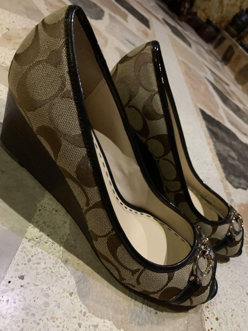 Coach peep toe wedge sale