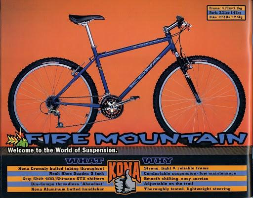 Retro MTB bike Kona Fire Mountain Sports Equipment Bicycles