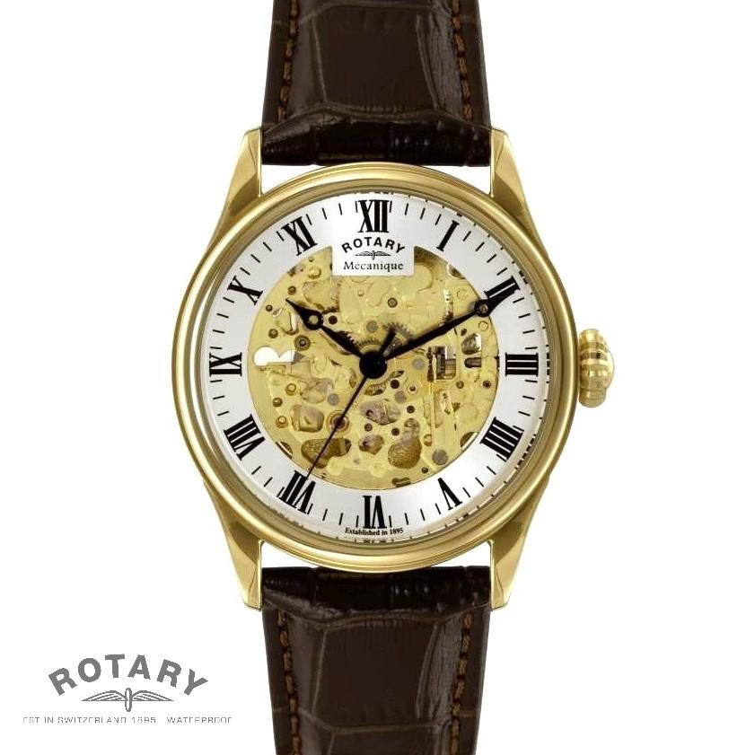 Rotary skeleton discount watch gold