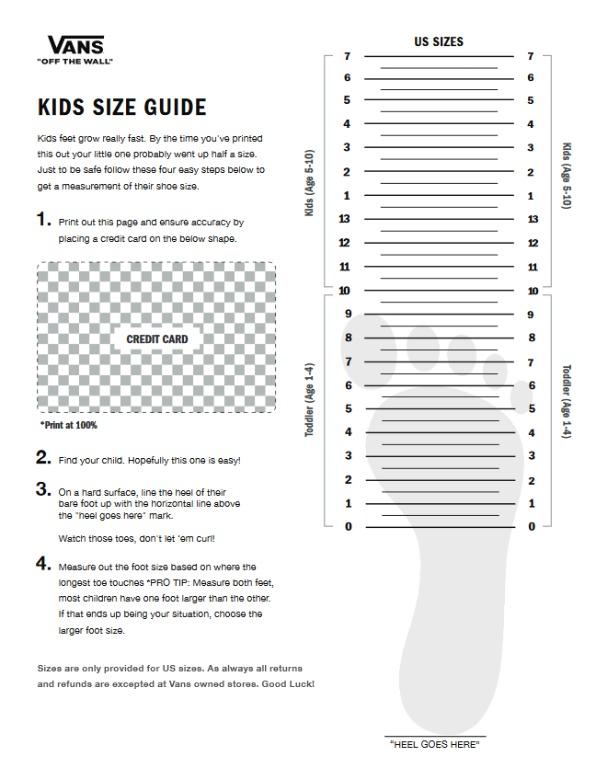 Vans discount baby sizes