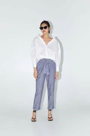 Zara TROUSER Pants Soft Denim (Category: Jeans) located in Quezon City. Submitted by declutteringexcess (Listing ID 277177291, Image 2). Description: (Pants only) top not included Very very nice soft denim trouser for casual wear Small on tag. fit small to medium Sf c/o buyer.