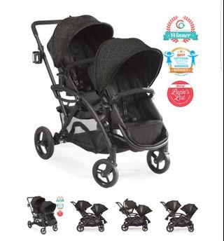 Contours option tandem stroller black