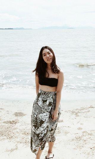 Leaf Print Wrap Skirt