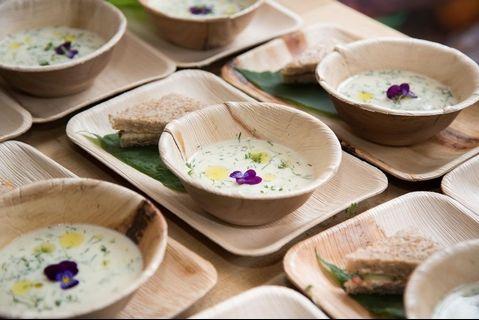 Eco friendly palm leaf Bread and soup set