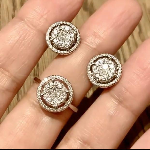 gold earrings and ring set