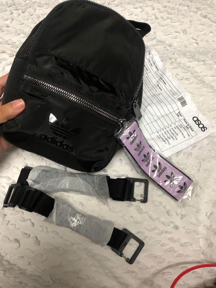 adidas originals trefoil logo mini backpack in black and lilac