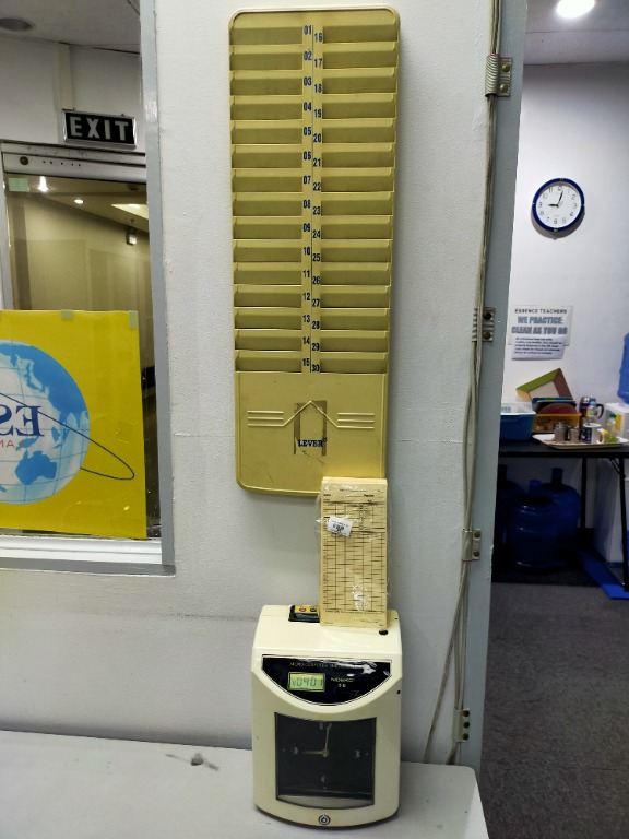 Bundy Clock, Time Cards, and Card Holder, Furniture & Home Living