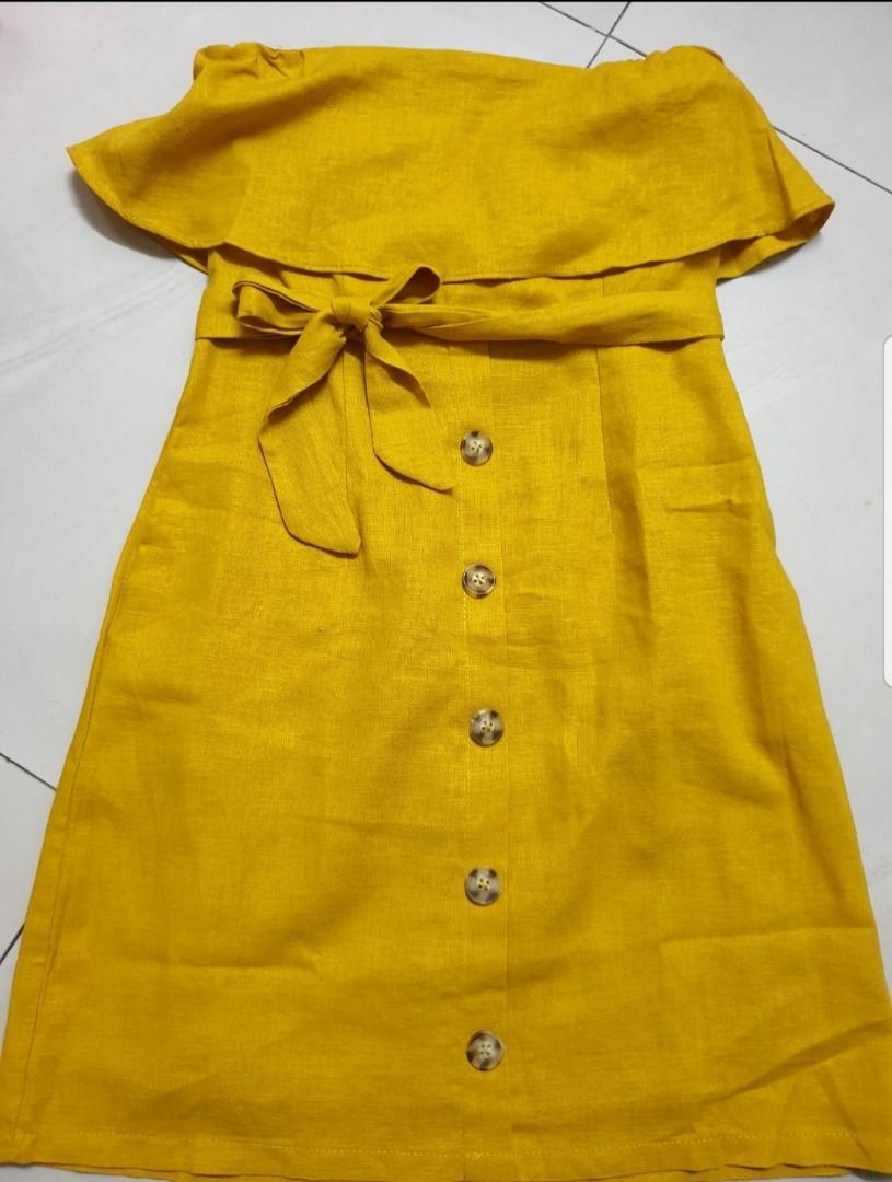 Closetmino Mustard yellow dress, Women's Fashion, Dresses & Sets ...