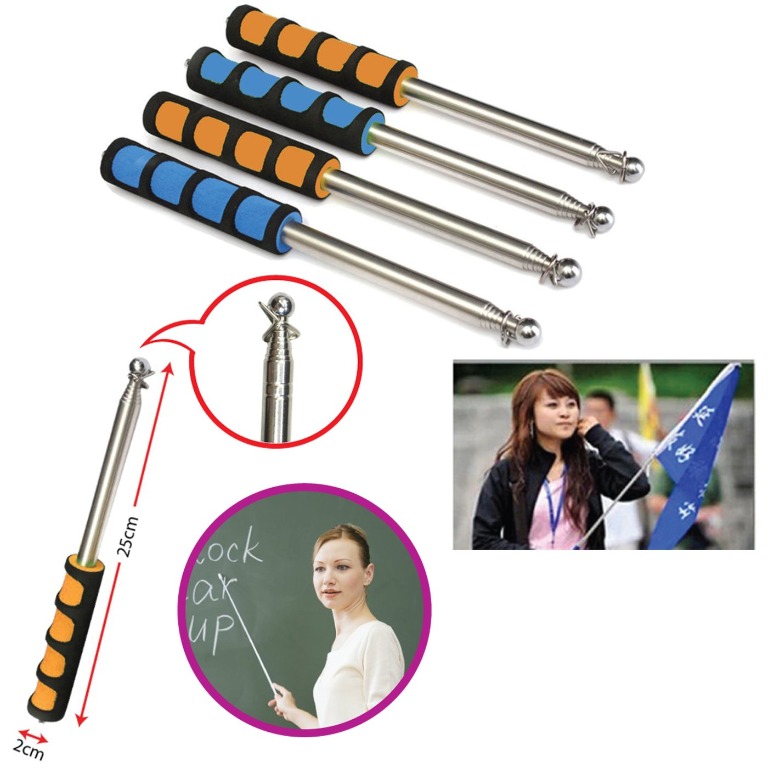 12-Piece Telescoping Handheld Flag Pole Kit – 4 Flagpoles & 8 Stainless Steel Clips | Portable For Tours, Teachers, Outdoor Events