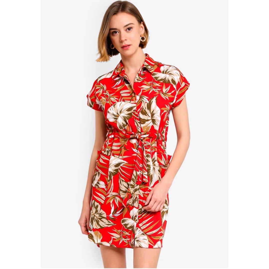 Dorothy Perkins Tropical Shirt Dress Women s Fashion Muslimah Fashion Dresses on Carousell