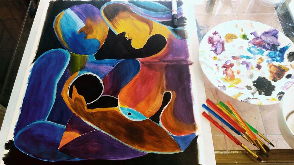 Family Mother Father Child Abstract Painting Design Craft