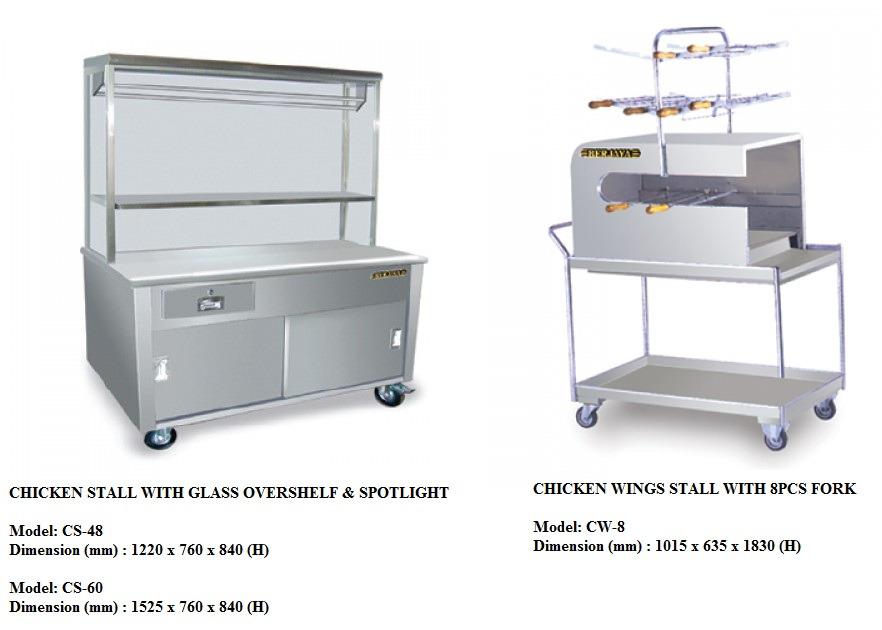 Kitchen Equipment Chicken Stall With Glass Overshelf & Spotlight CS-60 ...