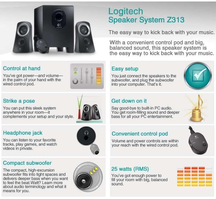 Logitech Z313 Speaker System with Subwoofer, Audio, Soundbars, Speakers ...