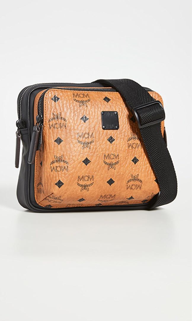 MCM Cognac Logo Medium Crossbody Bag, Men&#39;s Fashion, Bags & Wallets, Sling Bags on Carousell