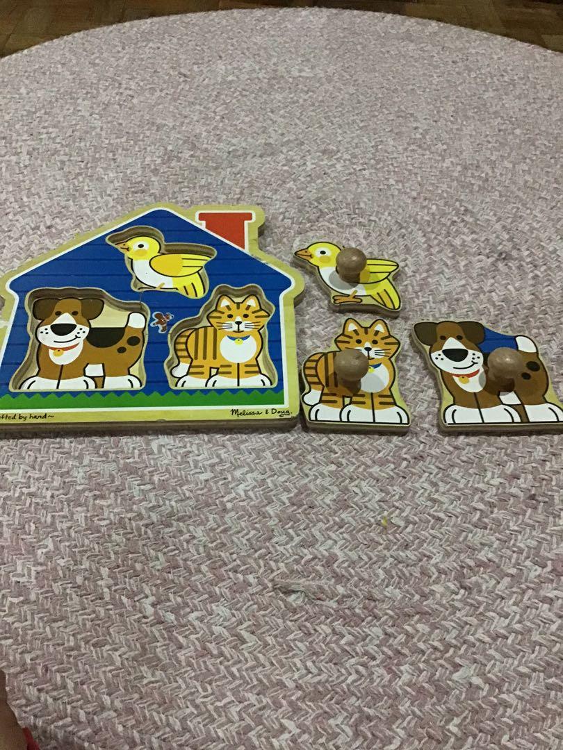 Melissa & Doug fresh start jumbo knob puzzle house pets, Hobbies & Toys, Toys & Games on Carousell
