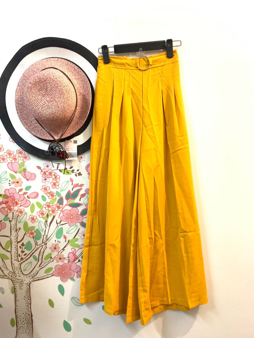 Mustard yellow square pants wide leg 