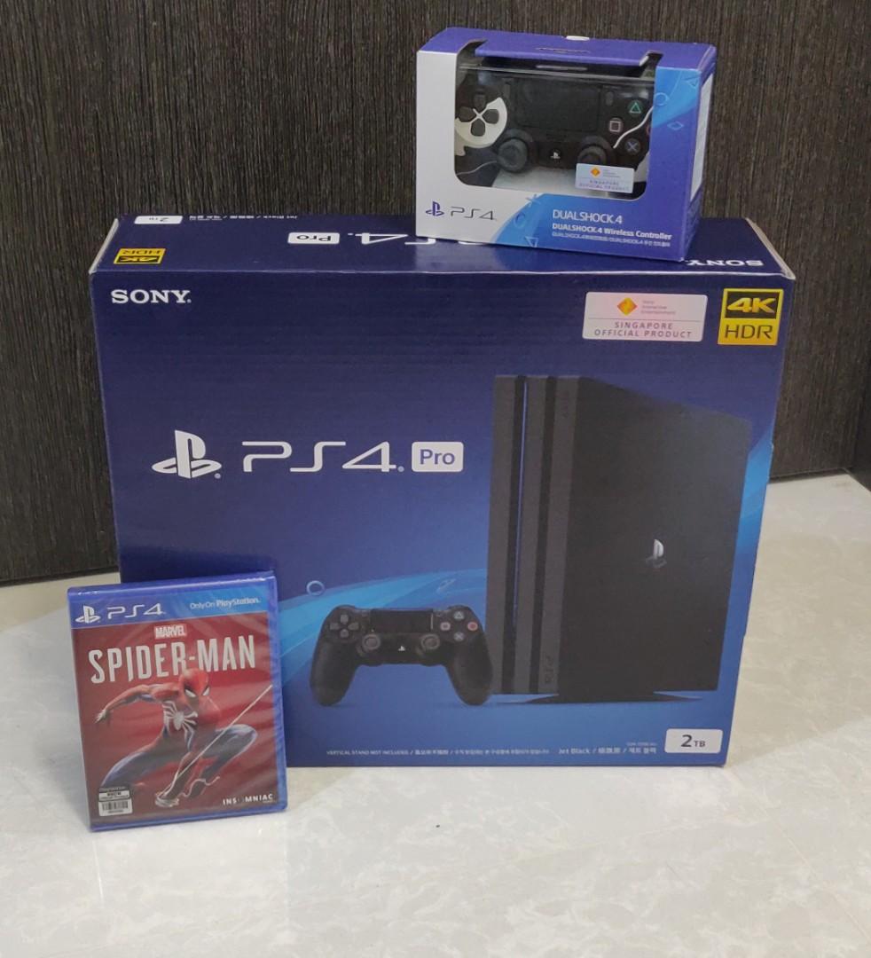 NEW - PlayStation PS4 Pro 2 TB, 2 Controllers + SpiderMan Game