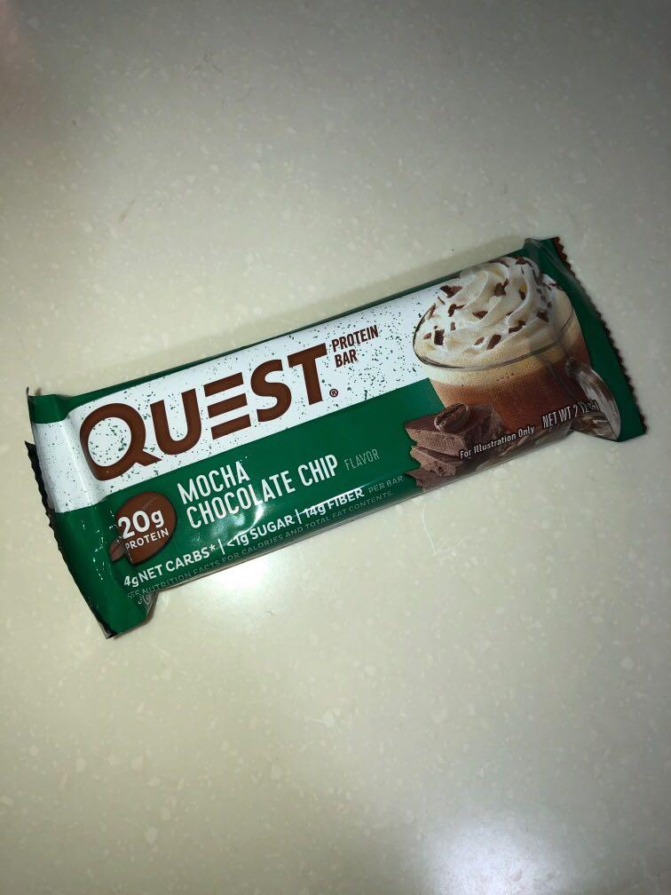 Quest Protein Bar Mocha Chocolate Chip, Food & Drinks, Packaged