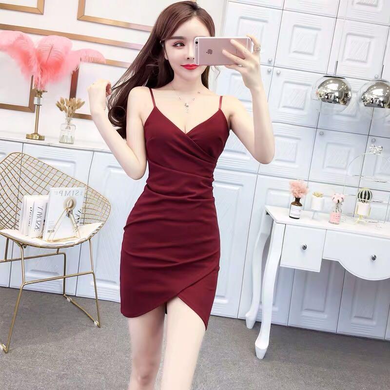 Wine red sexy classy dress for valentines day Women s Fashion