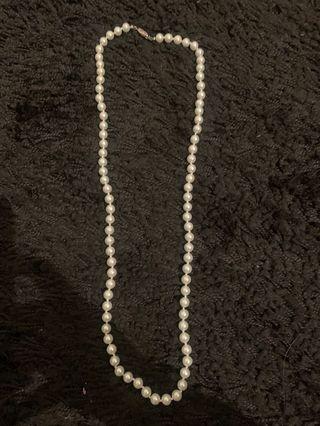 Vintage Light Blue Faux Pearl Necklace