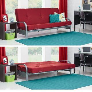 Mainstays Metal Arm Futon Sofa Bed, Red SALE!