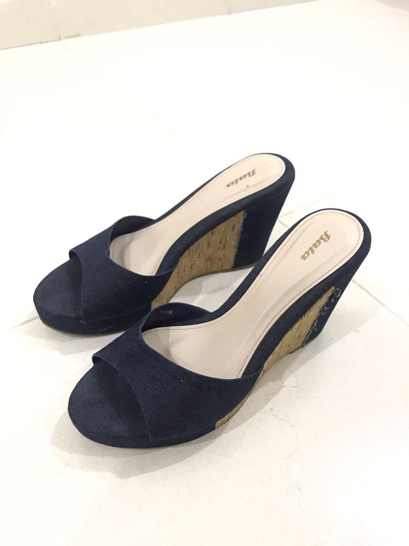 Denim Bata Wedges Women S Fashion Shoes On Carousell