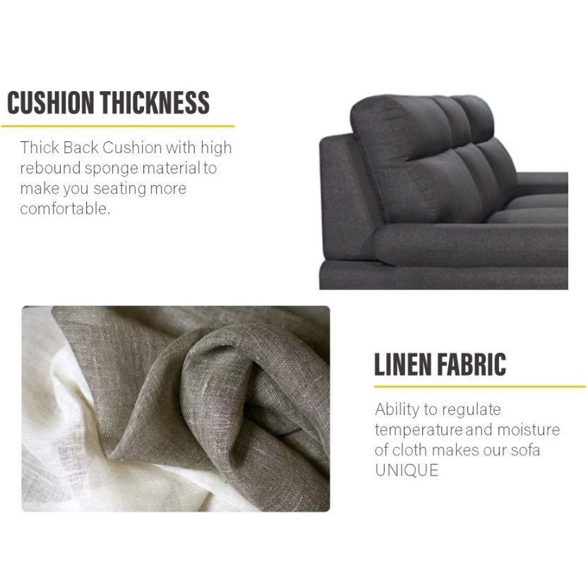 Export Quality Vivaldi Luxury 3 Seater Fabric L Sofa, Furniture & Home