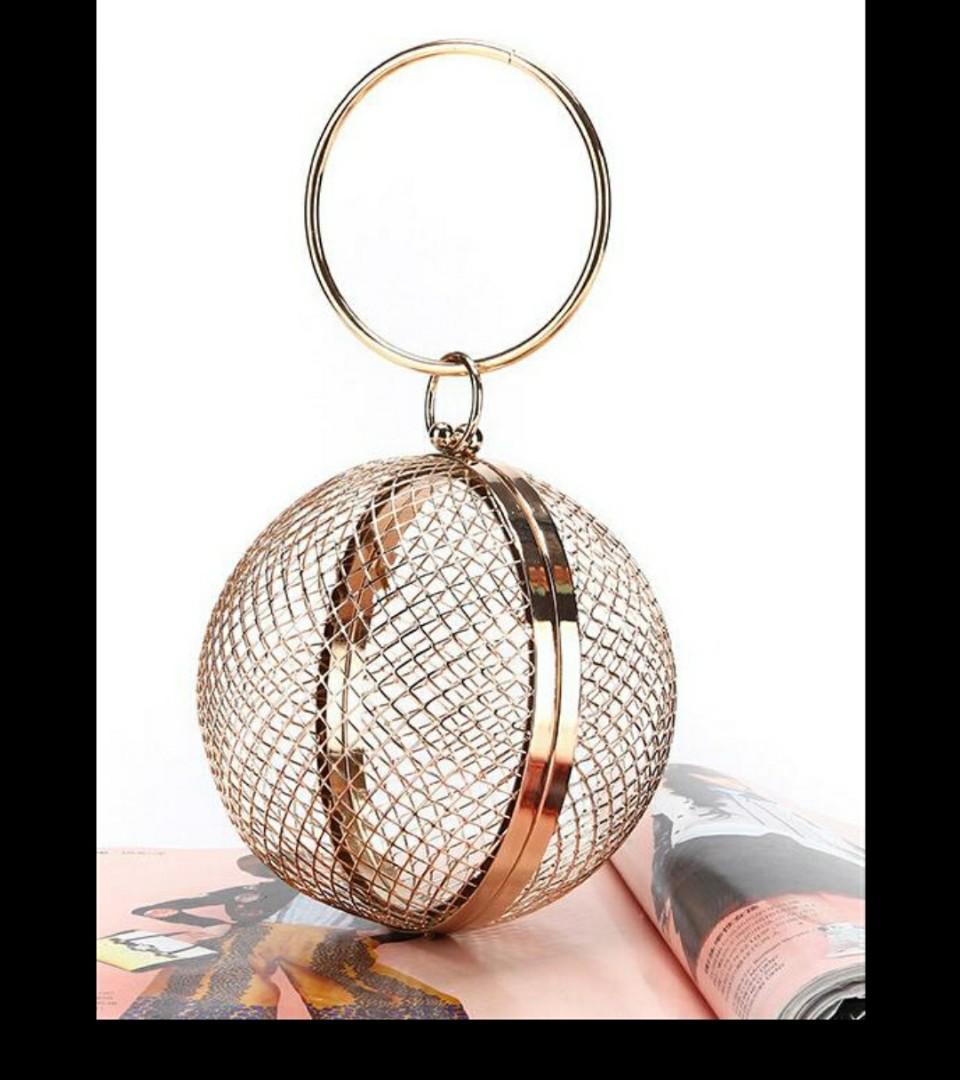 Ladies golden ball bag Metal Golden Handbags