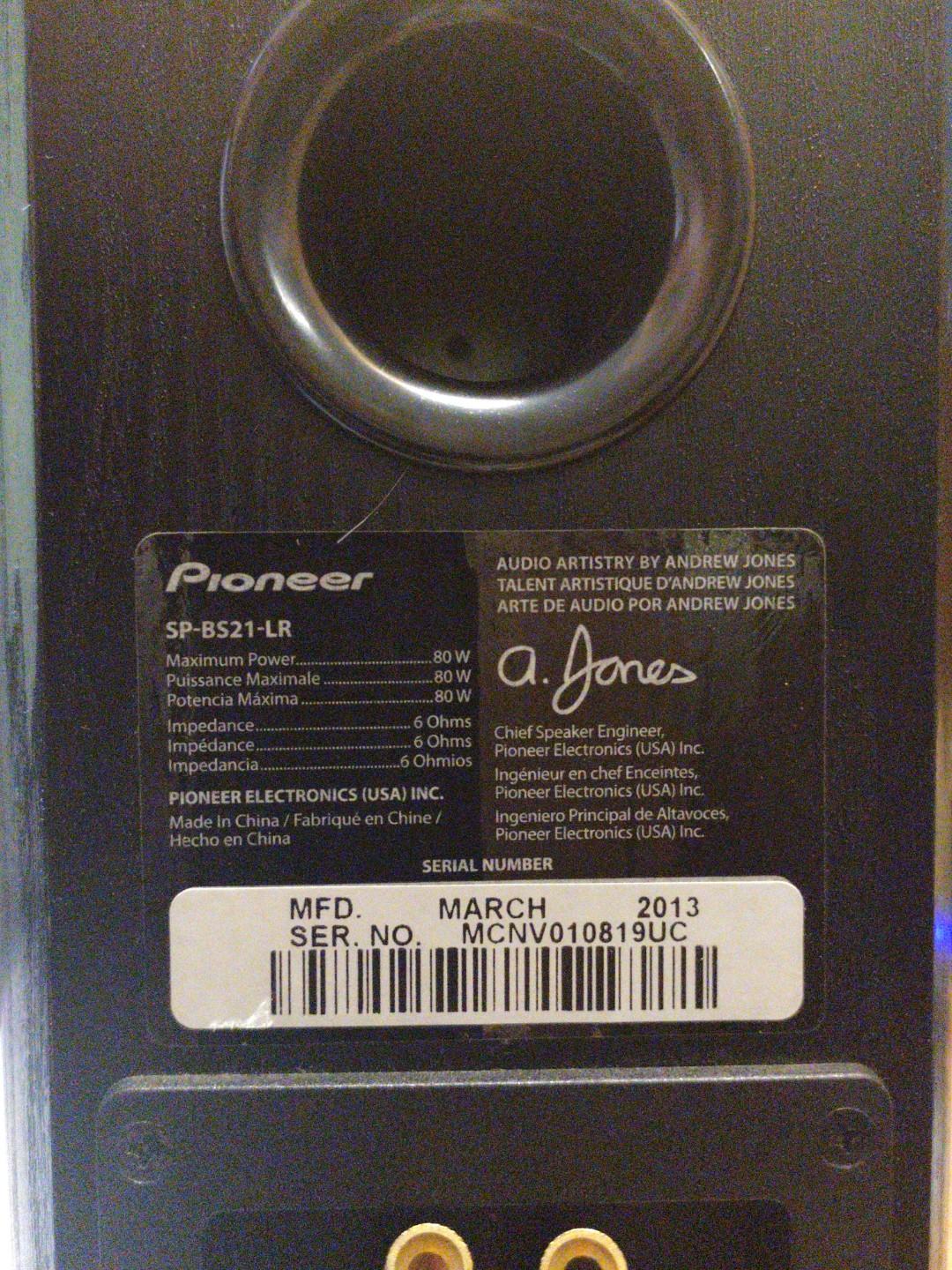 Pioneer Speaker spbs21lr, Audio, Soundbars, Speakers & Amplifiers