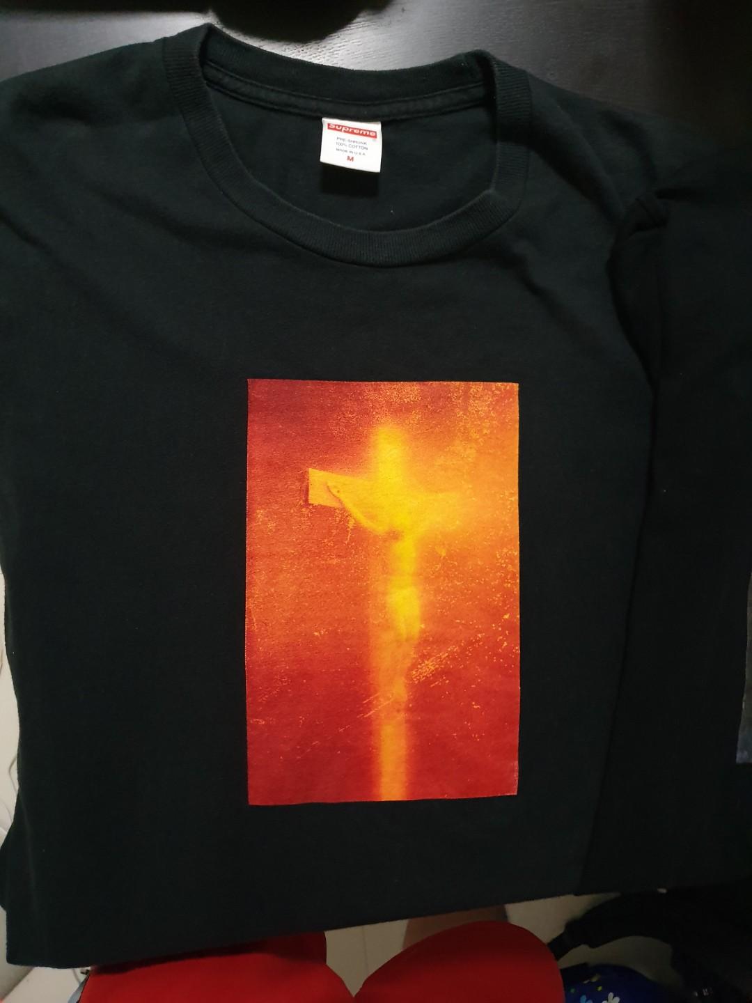 Supreme Piss christ tee Men s Fashion Tops Sets Tshirts Polo Shirts on Carousell