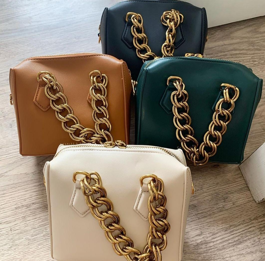 Tas Original Charles Keith Chunky Chain Handle Crossbody Bag
