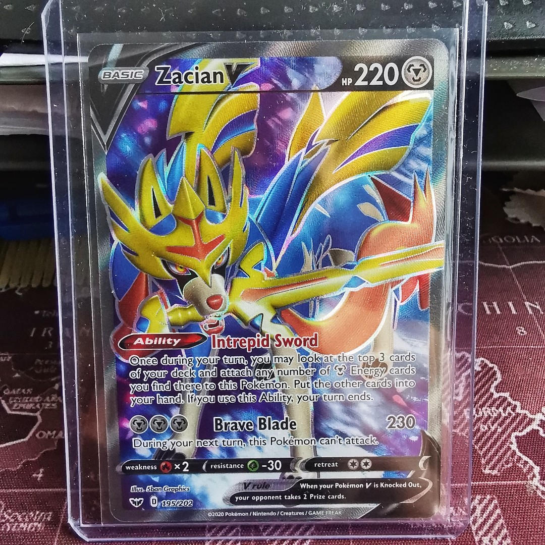 Zacian V 195/202 Sword & Shield NM Full Art Ultra Rare Pokemon Card