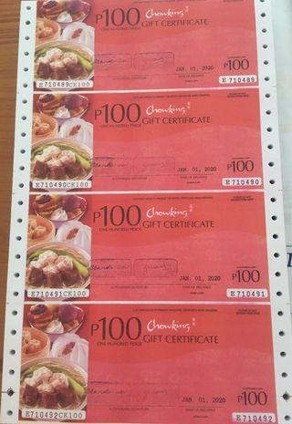 PHP 100 Chowking Gift Cerificate
