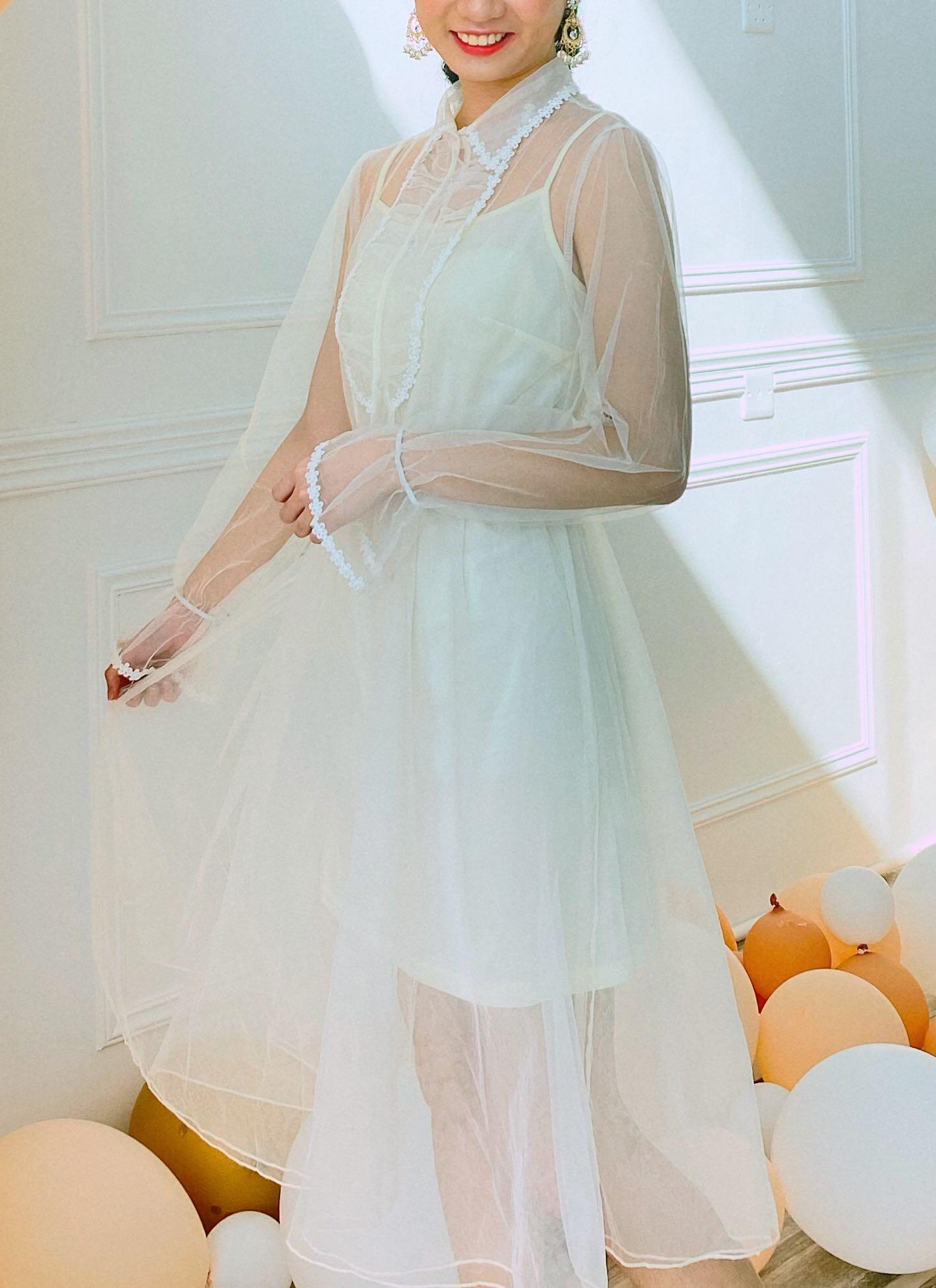 Organza mesh dress top