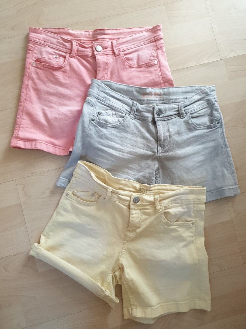 colored denim shorts