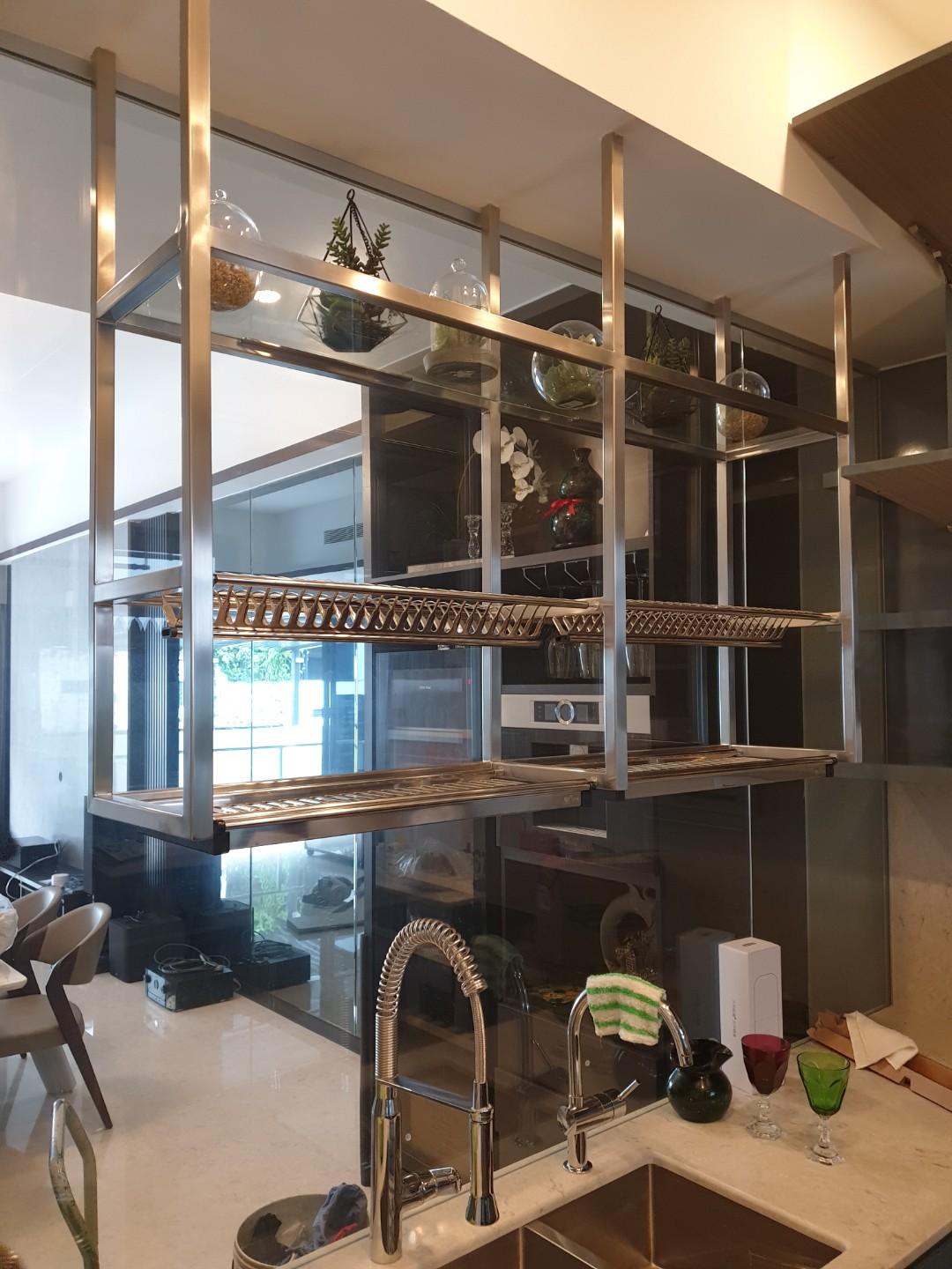 Dish Rack. Suspended / Ceiling Mounted ;FREE CUTLERY BASKET, Home Services,  Renovations, Toilet Renovation on Carousell