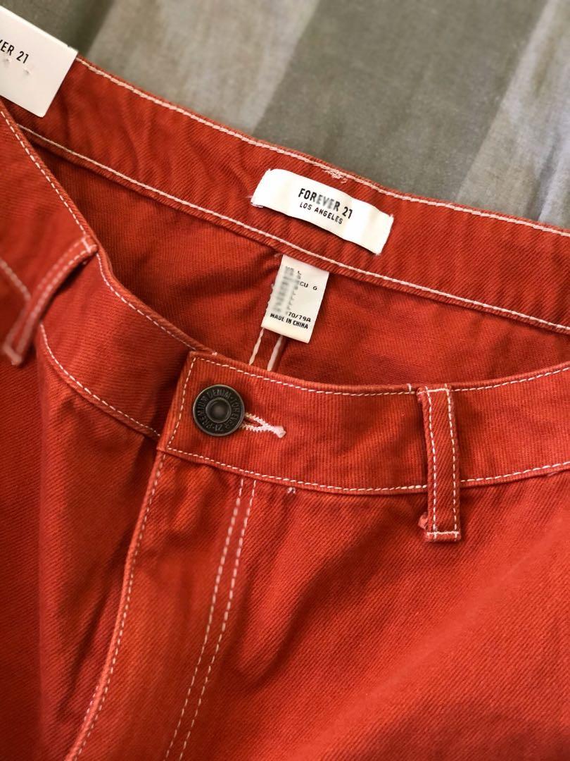 rust denim skirt