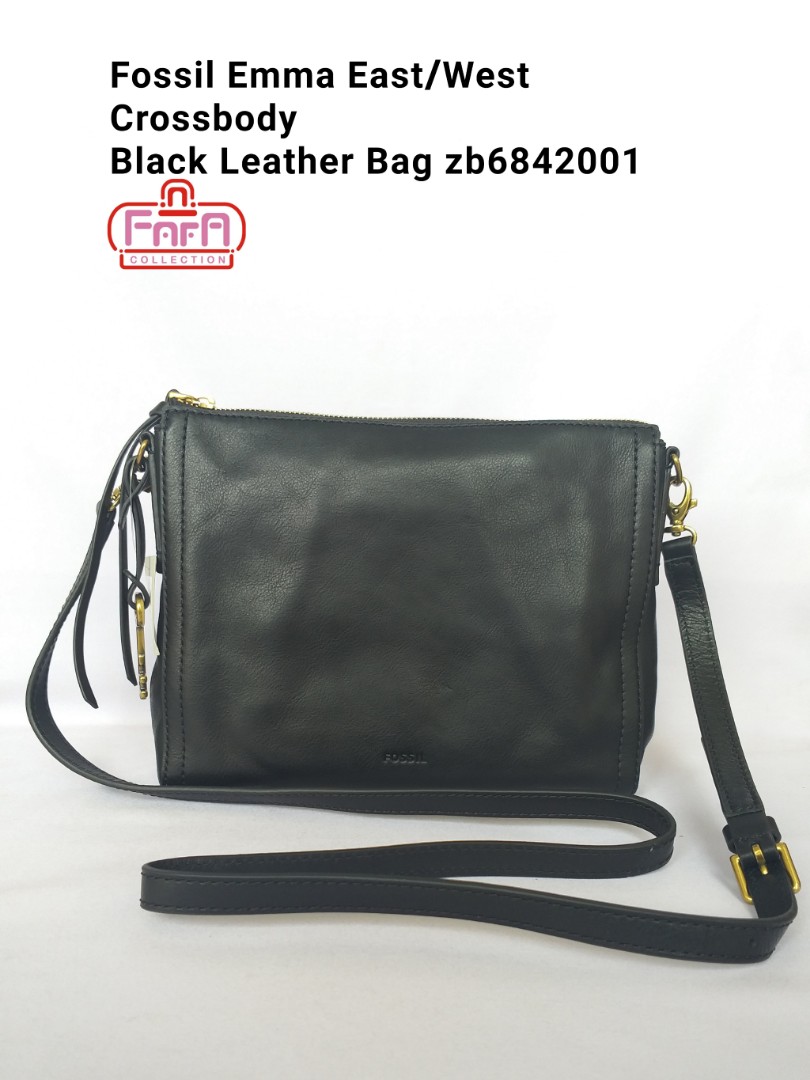 Fossil Emma East West Crossbody Black Leather Bag zb6842001