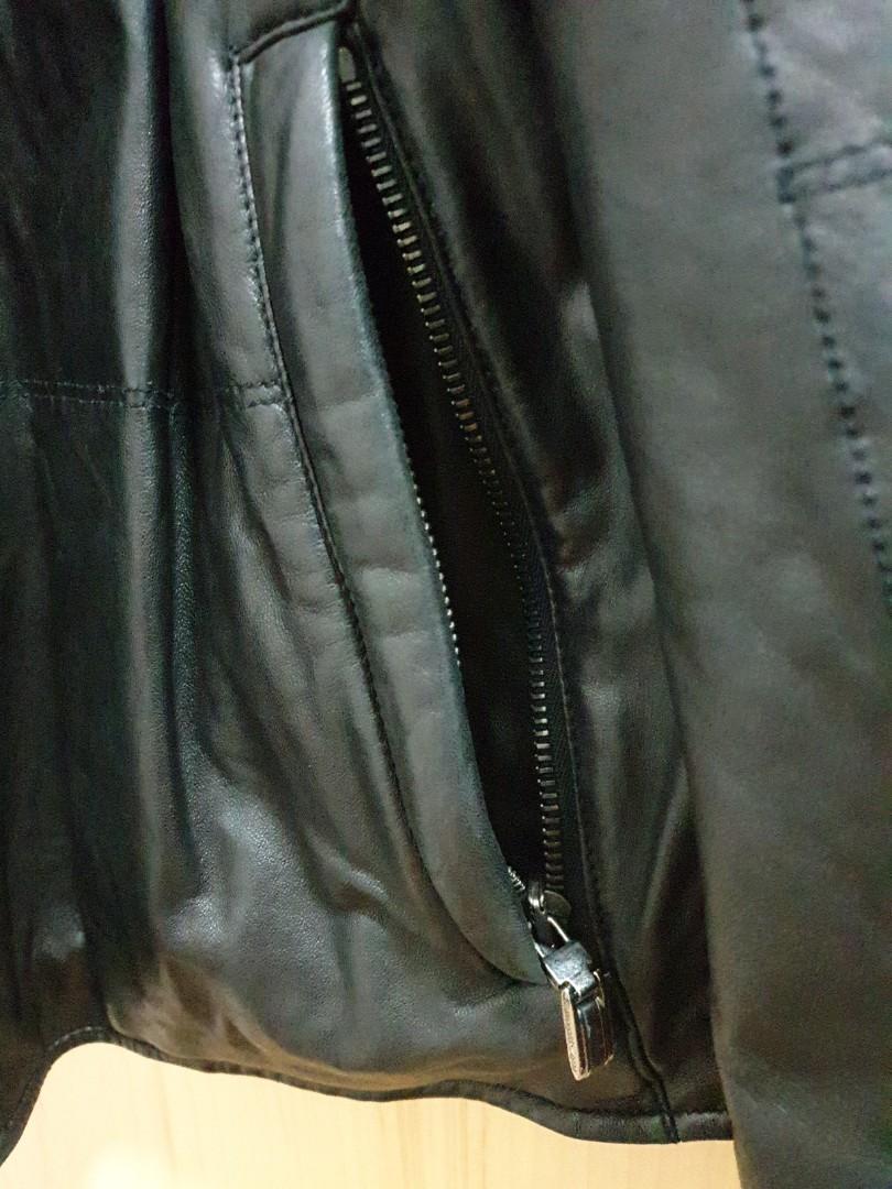 Double layer outlet leather jacket