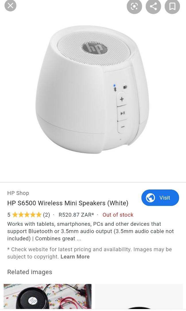HP S6500 Wireless Mini Speakers White TV Home Appliances TV
