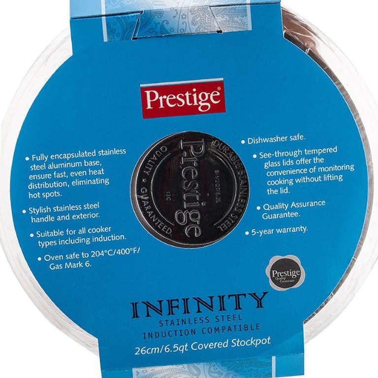 Prestige Infinity Covered Stock Pot 26cm | 6.5qt | 12.5cm ~ 4.9in Depth ...