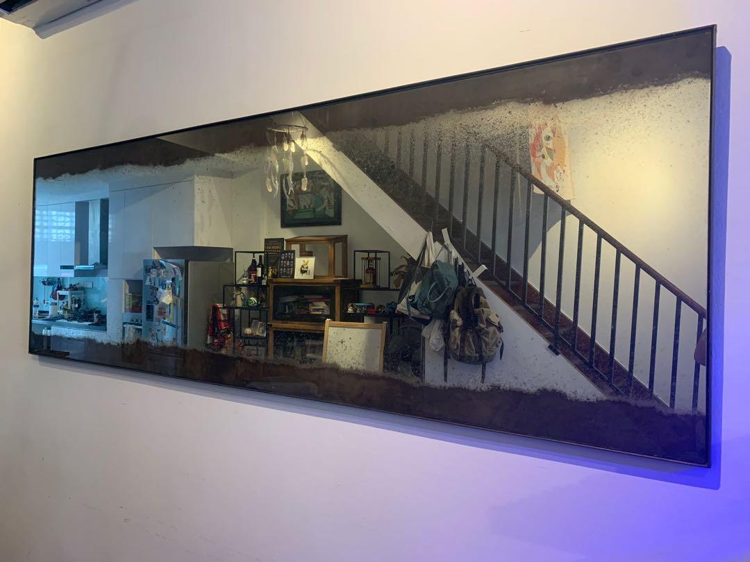 Journey East Industrial Oxidized Mirror, Furniture & Home Living