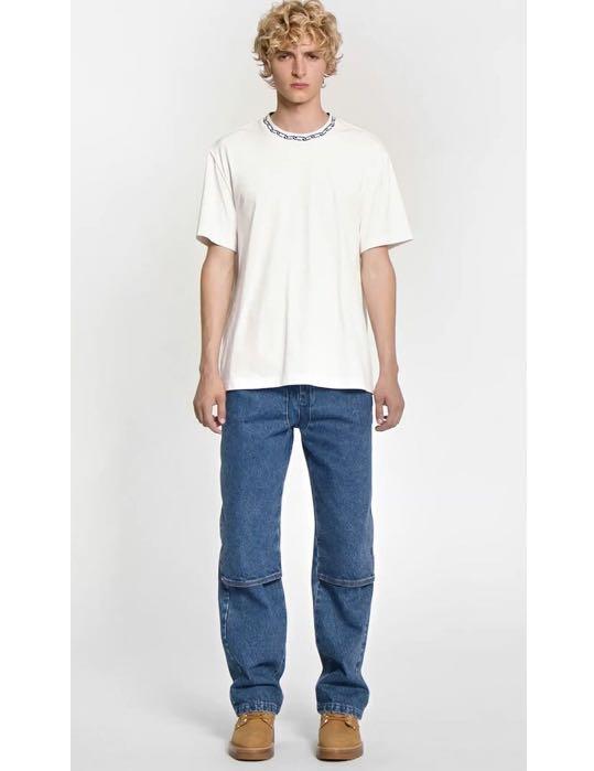 Louis Vuitton #19 chain jacquard rib collar T-shirt White Size