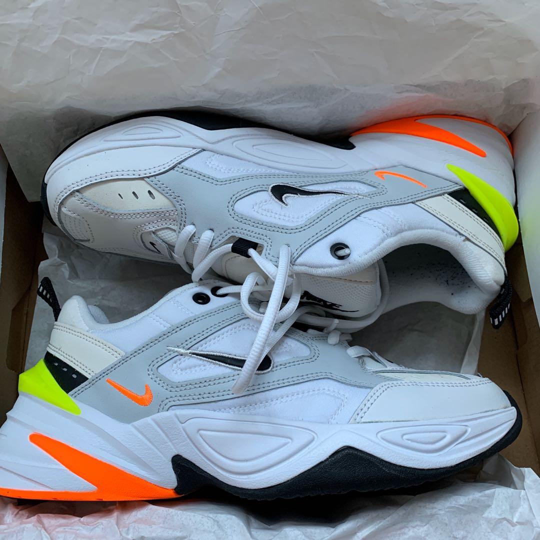 nike m2k tekno pure platinum volt orange