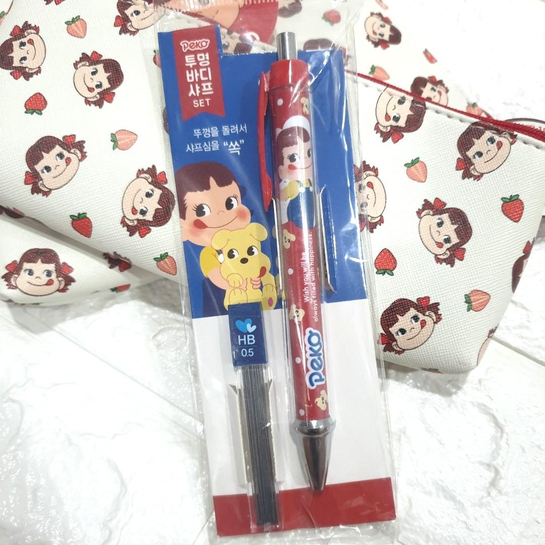Peko chan pencil case and mechanical pencil (Category: Stationery & School Supplies) located in Santa Rosa. Submitted by kaydecluttersnow (Listing ID 277619727, Image 3). Description: Brand new Japanese brand Peko-chan character merchandise! Synthetic canvas-like material pencil case that has Peko-chan print all over and red mechanical pencils. Pencil case- P250 Mechanical pencil- P250 Combination of pencil case and mechanical pencil- P450 only (