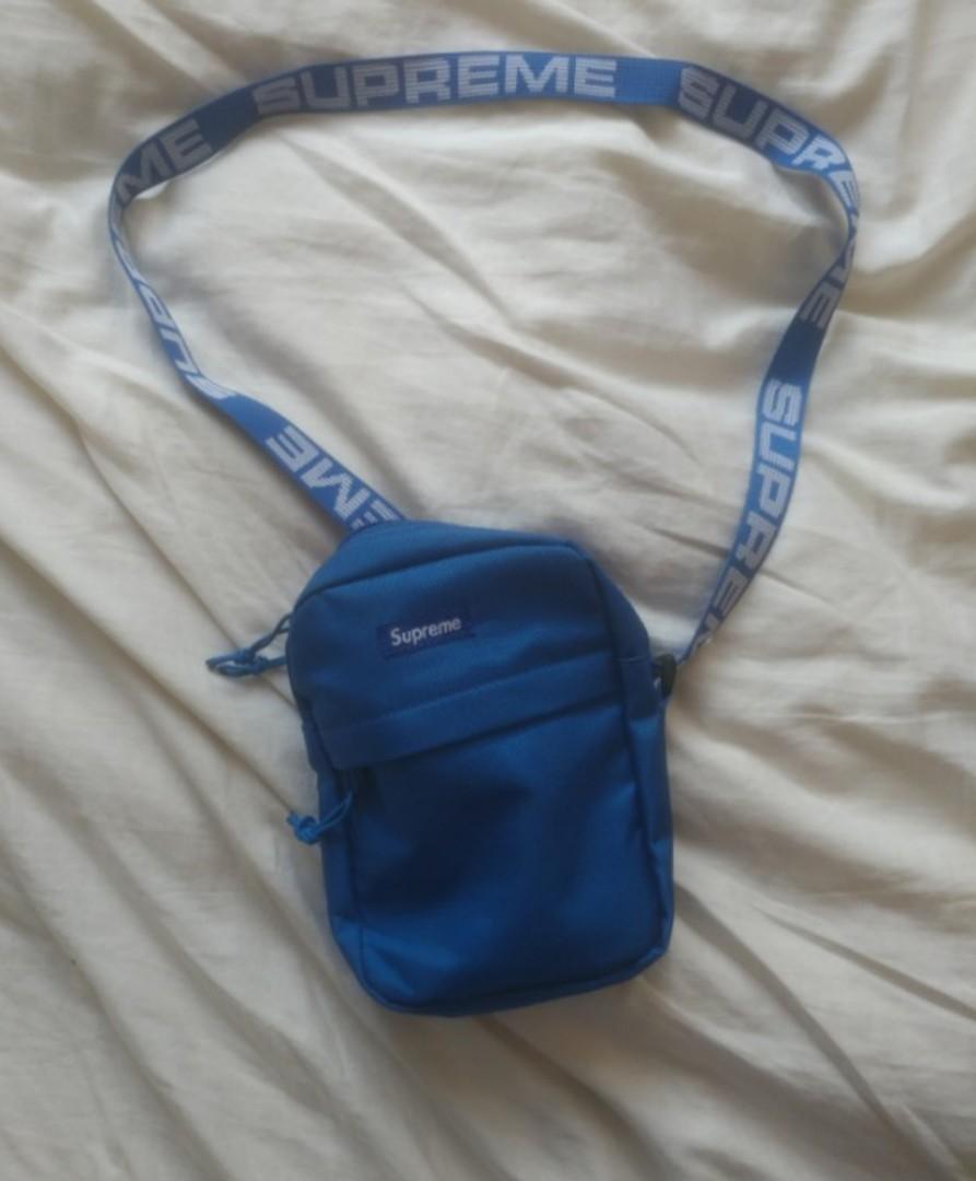Royal blue supreme SS18 shoulder bag, 男裝, 男裝袋 ＆ 銀包 - Carousell