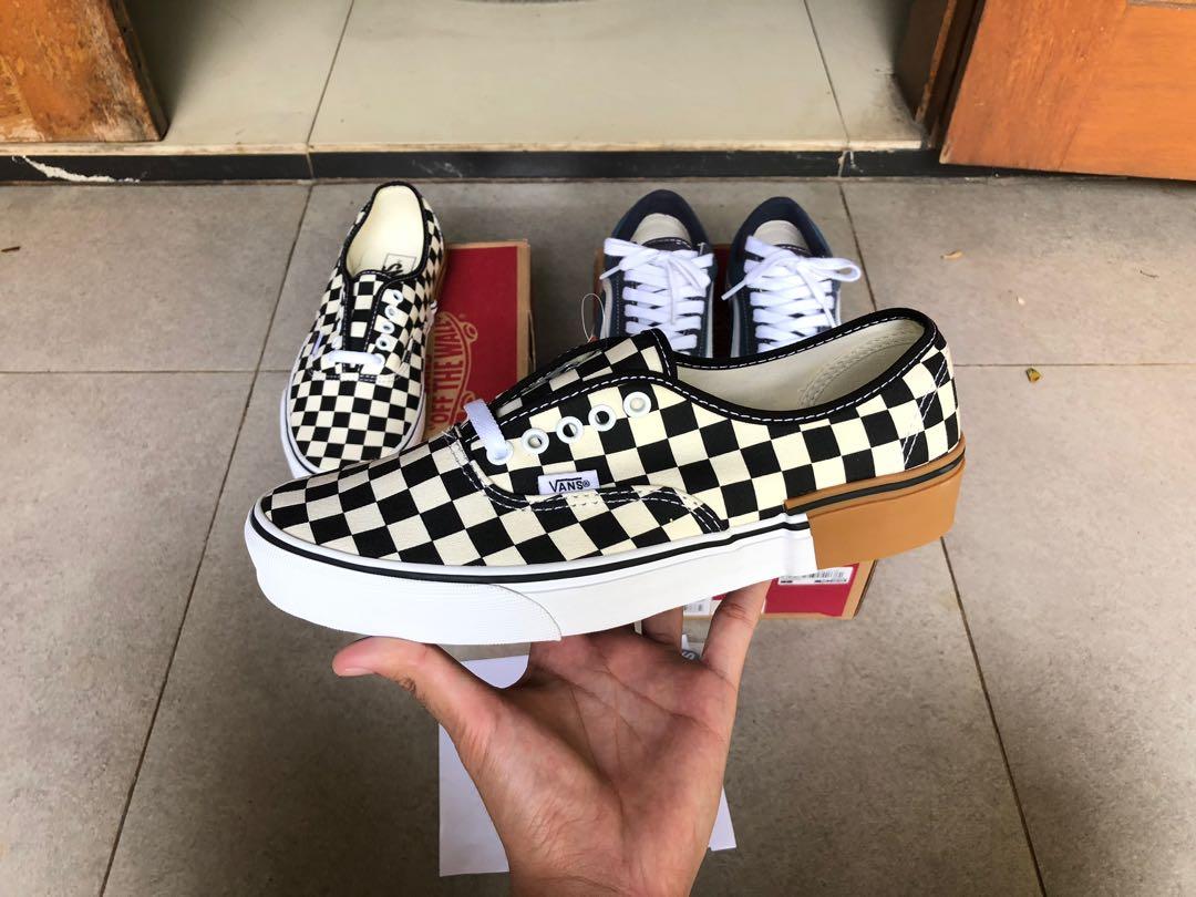 Vans authentic 2024 gum block checkerboard