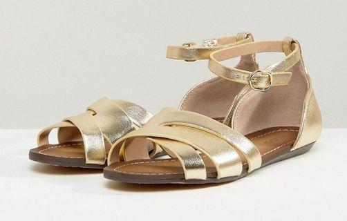Aldo Gold Sandals With Strap