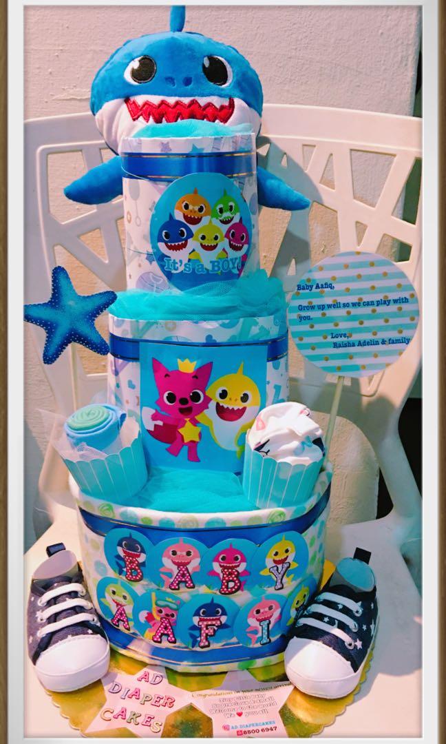 baby shark diaper cake